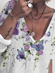 Plus size Casual Butterfly Shirts & Tops