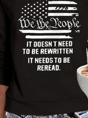 Casual Letter Crew Neck Long Sleeve Shirts & Tops