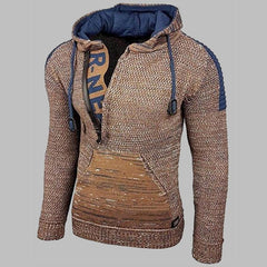 Melange Hooded Pullover Knit Sweater