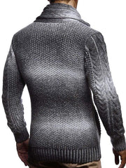 Men's Tie dye Stand Collar Horn Button Knitted Sweater