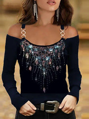 Off Shoulder Long Sleeve Holiday Shirts & Tops