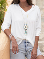 V Neck Long Sleeve Shirts & Tops