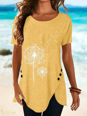 Crew Neck Short Sleeve Cotton-Blend Shirts & Tops