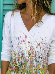 Casual Floral Floral-Print Long Sleeve Shirts & Tops
