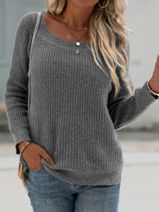Crew Neck Vintage Solid Sweaters