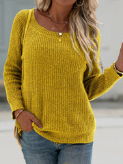 Crew Neck Vintage Solid Sweaters
