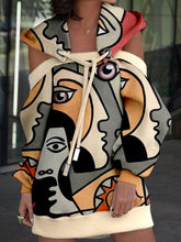 Casual Long Sleeve Plus Size Printed Hoodie Dress