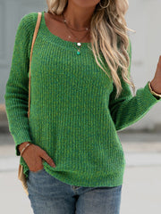 Crew Neck Vintage Solid Sweaters