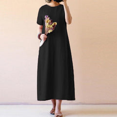 Round Neck Plain Maxi Dress
