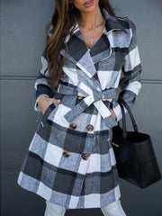 Checkered/plaid Long Sleeve Shift Vintage Outerwear