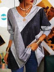 Casual Loosen V Neck Long Sleeve Shirts & Tops