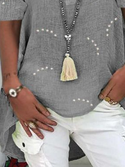 Short Sleeve Floral-Print V Neck Vintage Shirts & Tops