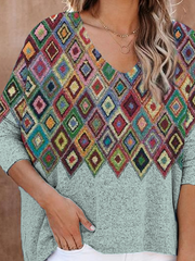 Cotton Blends Geometric T-Shirts