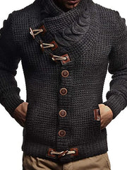 Men's Fashion Casual Button Turtleneck Sweater Coat