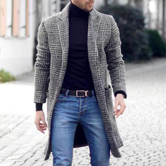 Bunivo Retro Simple Plaid Woolen Coat