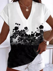 Short Sleeve Floral-Print Cotton-Blend Shirts & Tops