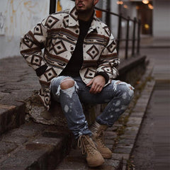 Men's Fashion Casual Printed Lapel Jacket