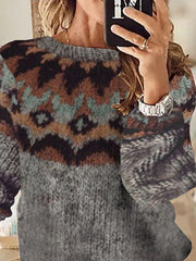 Crew Neck Tribal Boho Sweater
