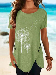 Crew Neck Short Sleeve Cotton-Blend Shirts & Tops