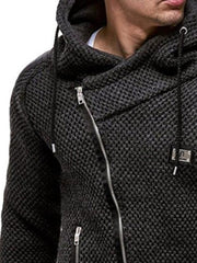 Mens Black PU Patchwork Long Sleeve Zip Sweater Jacket