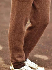 Plain Draw String Pockets Plus Size Casual Pants