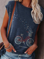 Cotton-Blend Crew Neck Shift Shirts & Tops