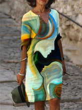 Casual Colorblock Half Sleeve Abstract Printed Dresses