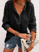 Casual Cotton-Blend Plain Long Sleeve Shirts Blouses