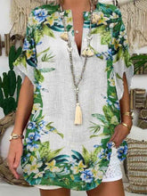 Casual Floral V Neck Short Sleeve Tops