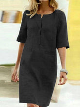 Casual Plain Crew Neck Half Sleeve Dresses