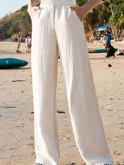 Casual Plain Loose Linen Pants