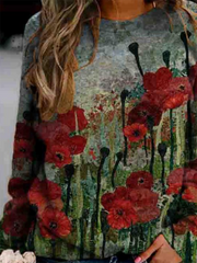 Women Fashion Flower Print Sweatshirts