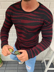 Men's Fashion Zebra-Stripe Knit Sweater