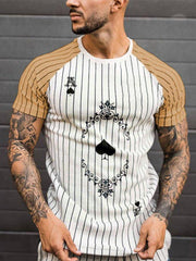Casual Printed Colorblock Short Sleeve Tops