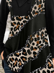 Elegant Lapel Buttons Decoration Long Sleeve Casual T-shirt