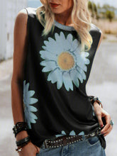 Plus size Floral Casual Sleeveless Shirts & Tops