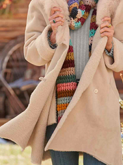 Elegant Fur hoodied women fashion long Outerwear