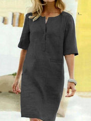 Casual Plain Crew Neck Half Sleeve Dresses
