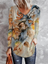 Plus size Fall Leaves Casual Shirts & Tops