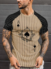 Casual Printed Colorblock Short Sleeve Tops