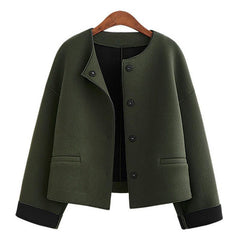 Round Neck Loose Short Jacket Woolen Coat Wild Cardigan
