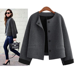 Round Neck Loose Short Jacket Woolen Coat Wild Cardigan
