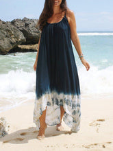 Navy Blue Ombre/tie-Dye Spaghetti Sleeveless Dresses