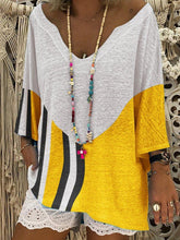 Color-Block Casual T-Shirt & Blouse