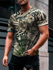 Casual Printed Crew Neck Short Sleeve Tops