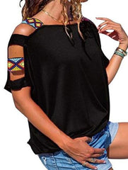 Off shoulder Pure Cutout Short sleeve T-Shirts