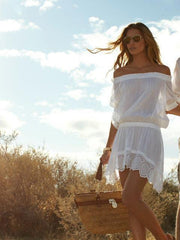 Off Shoulder Hollow Mini Dress