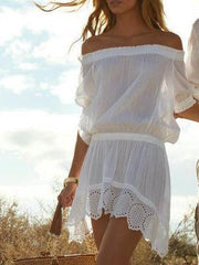 Off Shoulder Hollow Mini Dress