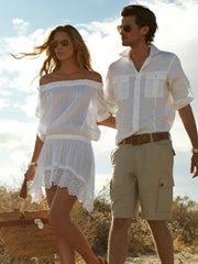 Off Shoulder Hollow Mini Dress