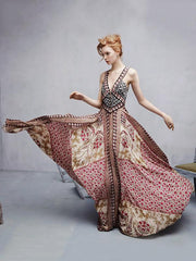 Spagetti-neck V-neck Bohemia Maxi Dress